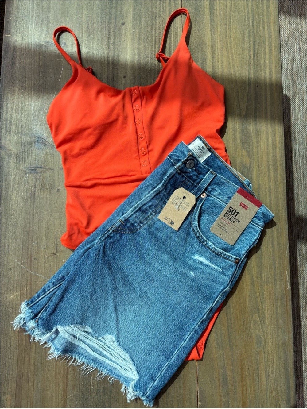 Andie Orange Button-Front One-Piece Swimsuit